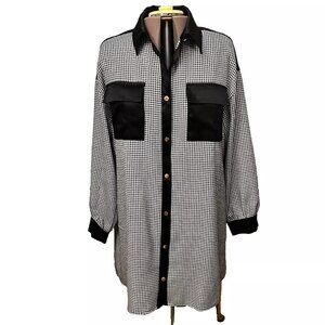 Unbranded. Size Large. Tunic or Short Dress. Houndstooth. Black White. B118